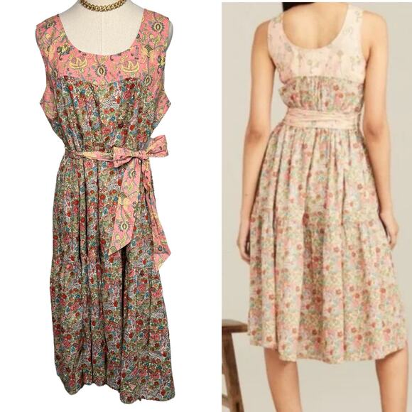Roller Rabbit Dresses & Skirts - Roller Rabbit Elysian Day Coley Dress belted floral 100% cotton size large L